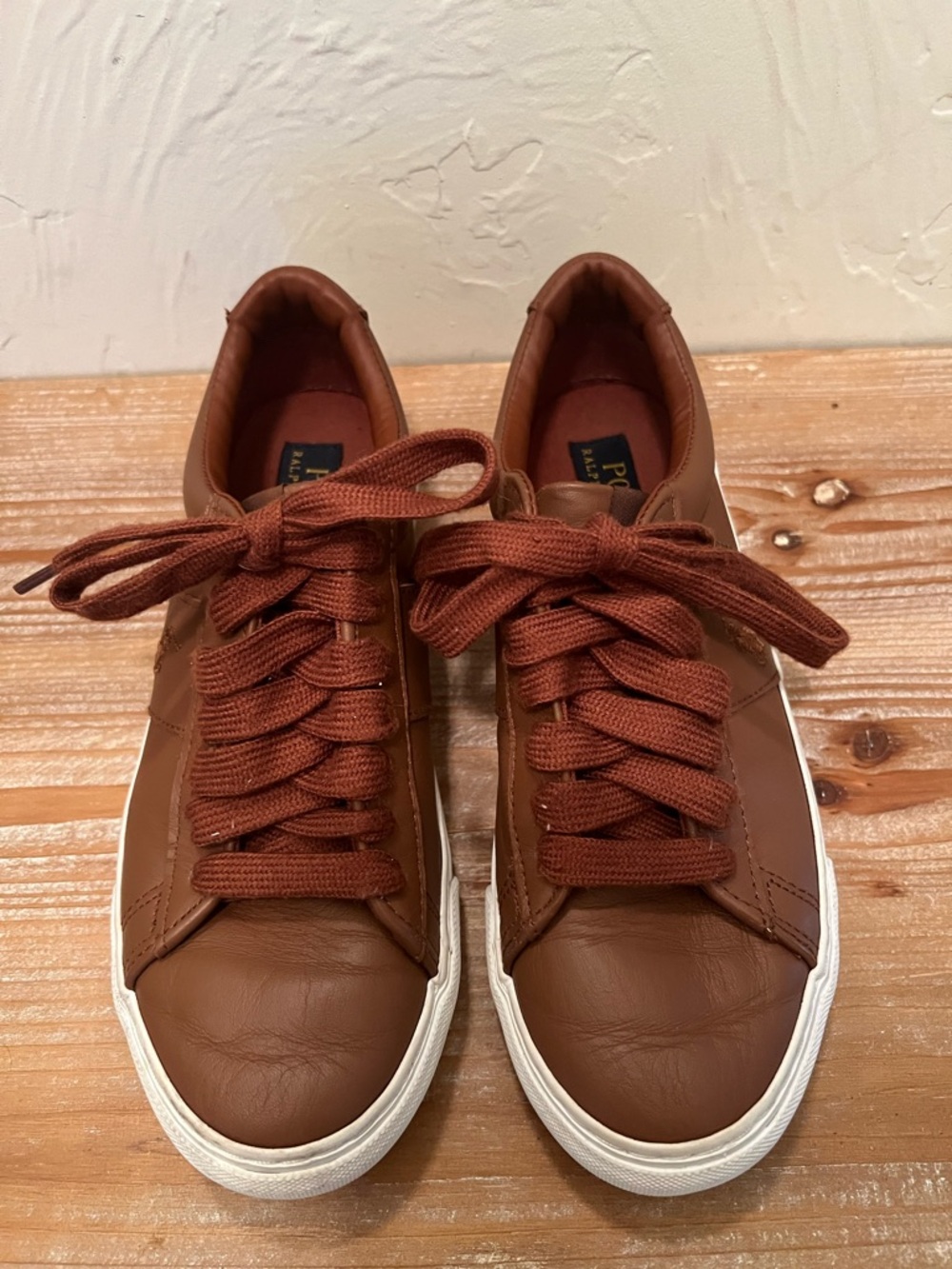 Polo by Ralph Lauren Big Kids Sayer Brown Leather Sneakers Size 4